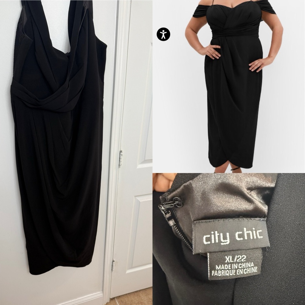 City Chic Elegant Black Midi Dress